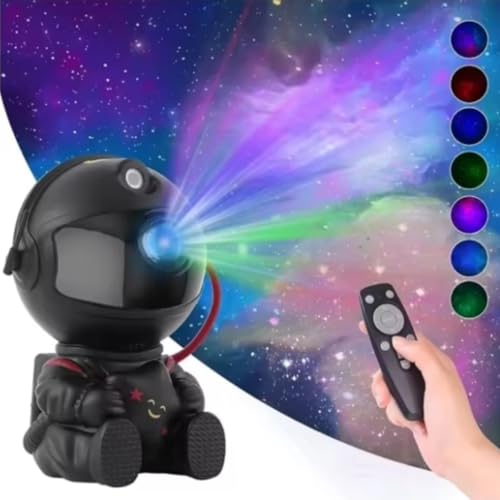 Image of One94Store Astronaut Galaxy Projector Star Night Light - 360 Rotating LED Nebula Lamp with Remote, Timer & Adjustable Head for Kids Room, Bedroom, Home & Party Decor (Star Astronaut, Black)