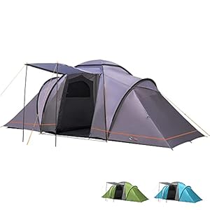 Tente de Camping portique Beta 6 vis-à-vis Tente Tunnel avec cabines de Couchage pour 6 Personnes Tente familiale extérieure avec Salon, étanche avec Colonne d’eau de 4000 mm