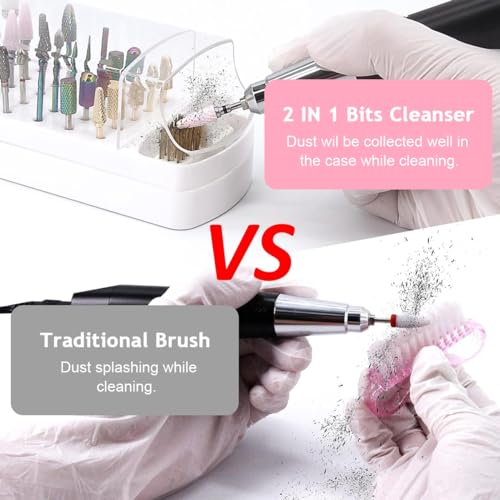 MAYCREATE® 2 in 1 Nail Drill Bits Organizer Case with Nail Drill Bits Cleaning Brush, 30 Holes Dustproof Nail Art Drill Bits Stand with Lid Nail Drill Bits Storage Box with... - Image 5