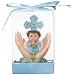 Lunaura Religious Keepsake - Set of 12 "Boy" Baby on Palm Wearing Color Clothes Praying Favors - Blue