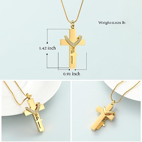 Cremation Jewelry Cross Urn Necklace for Ashes Stainless Steel Cross Urn Pendant Ashes Holder Memorial Jewelry2