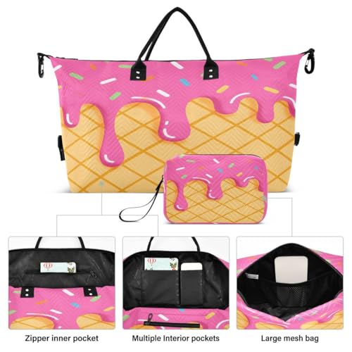 3d Hipster Stylish Ice Cream Travel Duffle Bag Gym Bag Weekender Bags with Toiletry Bag Travel Trip Tote Bag2