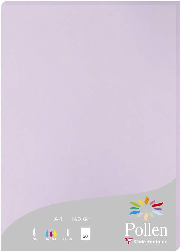 Clairefontaine Pollen Coloured Paper, A4, 160 g - White, Pack of 25 Sheets