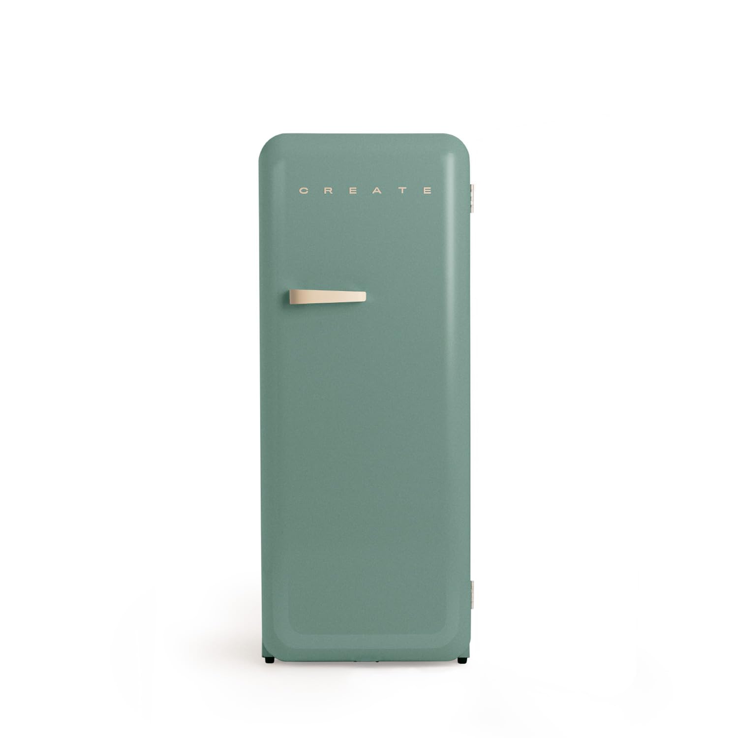 CREATE / RETRO FRIDGE 150 SAND/​Frigorífico verde sage maneta arena con congelador 281L / 102W. bajo consumo. diseño vintage. 150cm. 3 estantes. regulador temperatura. botellero. 60x60x150cm