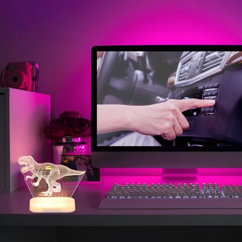 Lámpara de mesa dinosaurio LED 3D para dormitorio miniatura 7