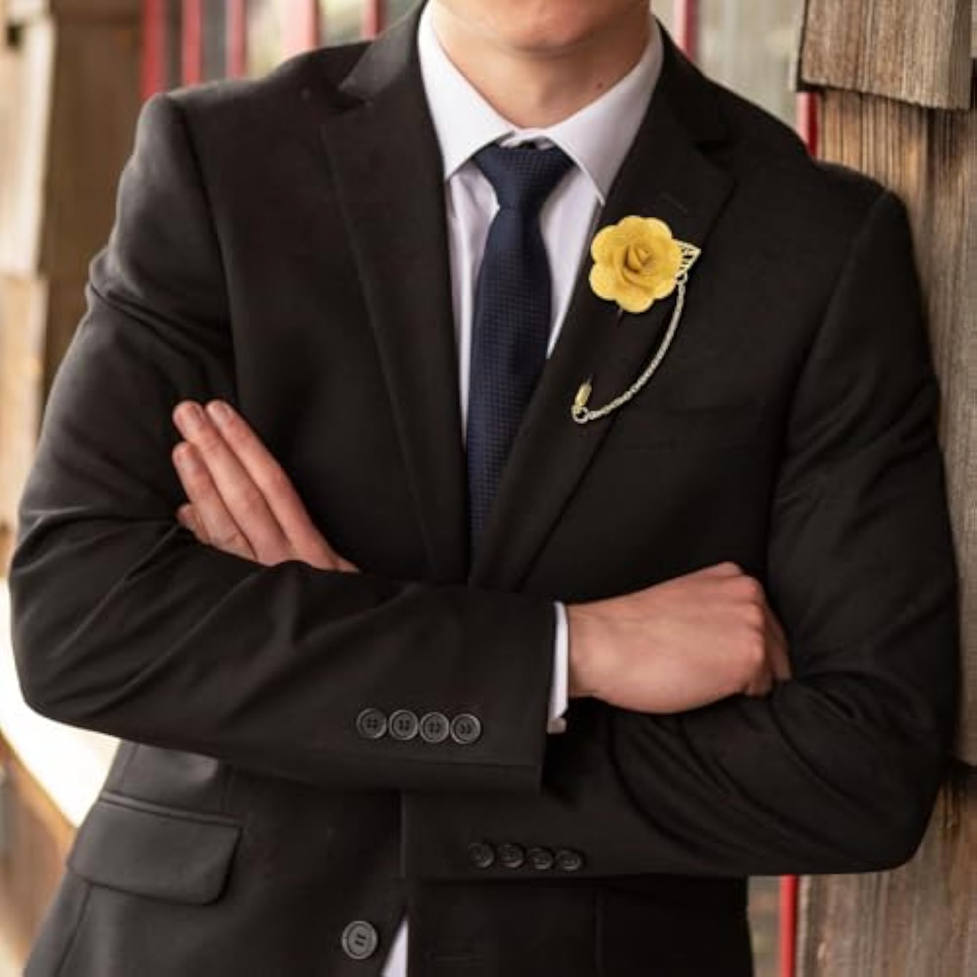 Camellia Flower Lapel Pin for Men, Elegant Brooch