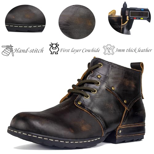 Image of Mens Dress Boots Casual Oxfords Ankle Lace up Shoes Fashion Leather Chukka Business Boot AF001-2