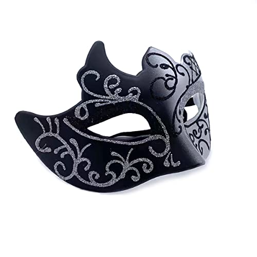 Seglory Plastic COSTUME_MASK, Venetian Masquerade Theme Party, Unisex, Black Silver, 15cm*10cm - Image 3