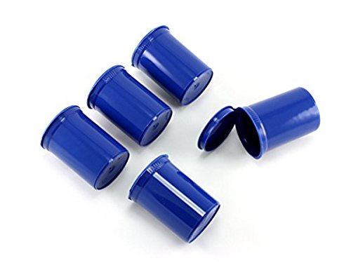 225 pack - 19 Dram, Blue Waterproof Airtight Smell Proof Stash Box Odor Sealing Container Prescription Vial Bottle with Child Resistant Squeeze Top Cap