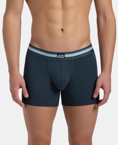 Image of Jockey UI21 Men's Super Combed Cotton Elastane Stretch Printed Trunk with Ultrasoft Waistband (Pack of 2 Colors & Prints May Vary)