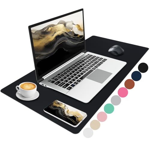 Niviy Desk Mat Large, PU Leather Black Desk Pad PC Gaming Accessories Mousemat, Keyboard Desk Mat for Computer Gamer (60cm x 35cm)