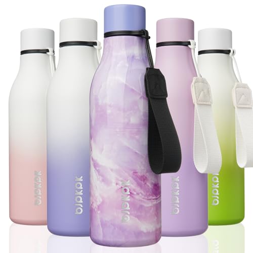 Image of BJPKPK Insulated Water Bottles, 18 oz Stainless Steel Metal Water Bottle with Strap, BPA Free Leak Proof Jugs, Mugs, Flasks, Reusable Thermal Flasks for Sports & Travel, Dawn