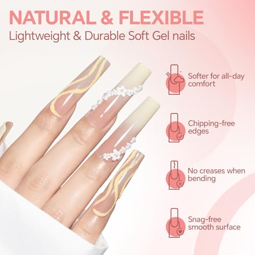 Image of Luckyfairy XXL No C Curve Square Flat Nail Tips, 240pcs Extra Long Straight Tapered Acrylic Gel Fake Nails, Matte Full Cover Clear Press on for Extension Manicure Home DIY 12 Sizes Gelly Tips