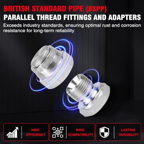 Image of 64 Pcs BSPP Plug Kit Hose Tube and Pipe Set Hydraulic Plug Kit Galvanized 45# Steel with Precision Threading Dash Sizes-02-04 -06-08 -10-12 -16