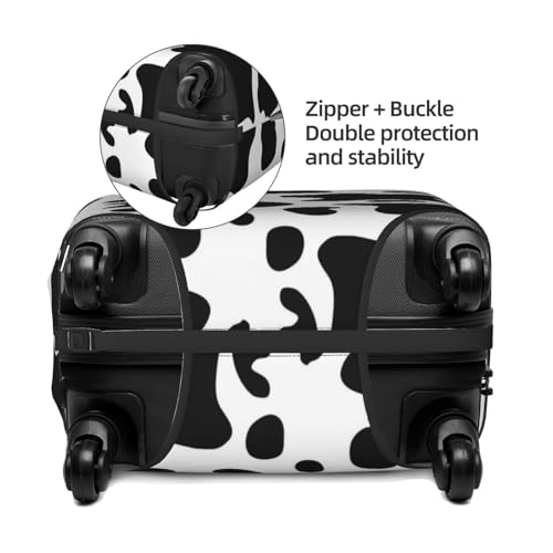 Black And White Cow Print Suitcase Cover Luggage Protector Washable Elastic Fashionable Travel Gear Cover4
