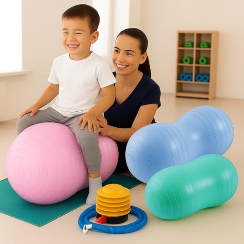 Image of Jexine Peanut Ball Set for Kids Yoga Balance Exercise Ball for Pregnancy & Home Gym, Includes 1 Pump & Different Size Options