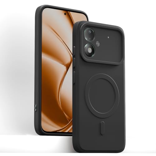 Image of Outlouders Back Cover for Poco M8 Power 5G | Soft Matte Silicone | Slim Fit | Magnetic-Safe Logo Design (Magnetic-Safe Not Compatible) | Shockproof | Camera Protection Bumper Case (Black)