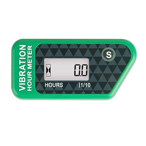 Runleader Digitaler kabelloser Betriebsstundenzähler mit eigener Stromversorgung, vibrationsaktivierter, rücksetzbarer Job-Timer, Benutzersperre für den Generator Marine Lawn Mower (Grün)