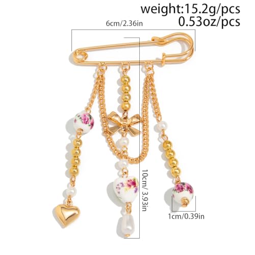 Image of Vintage Safety Pin Brooch for Layered Chain Tassel Decorative Pins for Lapel, Sweater, Hat, Scarf, Shawl - Cute Y2K Grunge Punk Style