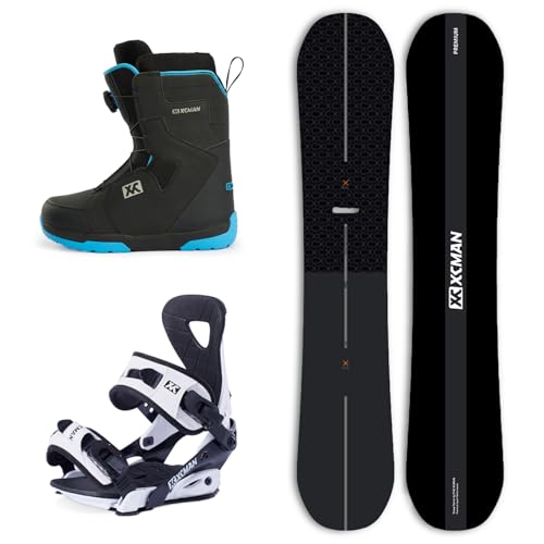 XCMAN Best Slope Beginner Skiers Snowboard ski School Camber Snowboard kit-145 BW M2 Black Boot 5.5