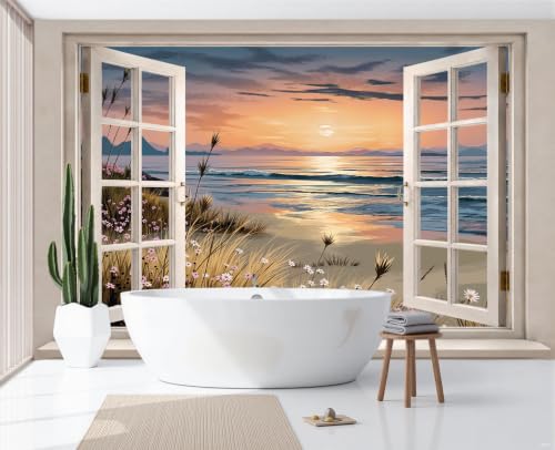 Poster décoration murale plage tropicale coucher de soleil design chic - 6