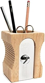 Suck UK | Pen Holder | Wooden Desk Tidy & Pencil Sharpener Shaped Desk Accessories | Organiser Storage For Stationary Supplies | Pencil Holder & Pen Holder For Desk | Decorative Office Gifts | Light