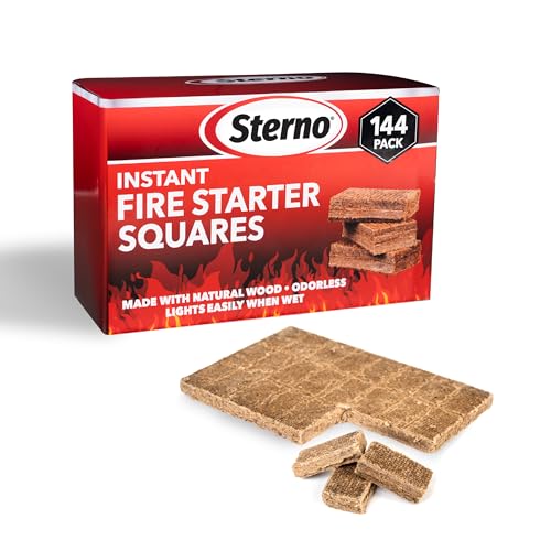 Sterno Instant Fire Starter Squares, 144 Count – Natural Wood