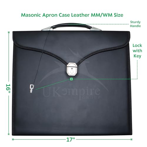 Image of Masonic Apron File Case MM /WM Size Black Imitation Leather with Handle | Art Portfolio Display Carrying Bag