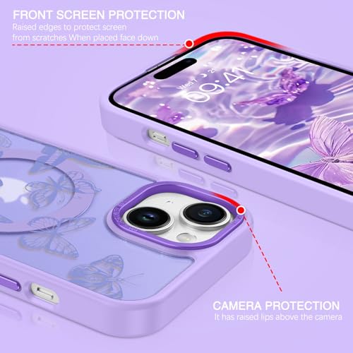 Coque iPhone 15 Plus MagSafe finition mate translucide premium violette