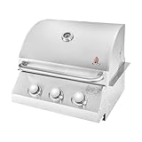 Chaleur 23” Concept Line Gas Grill 3 Burners 30,000 BTU Stainless Steel Built-In – Outdoor Kitchen Propane Gas BBQ Individual Controls Thermometer 600°F Max for Steaks Burgers Chicken Veggies Sausages