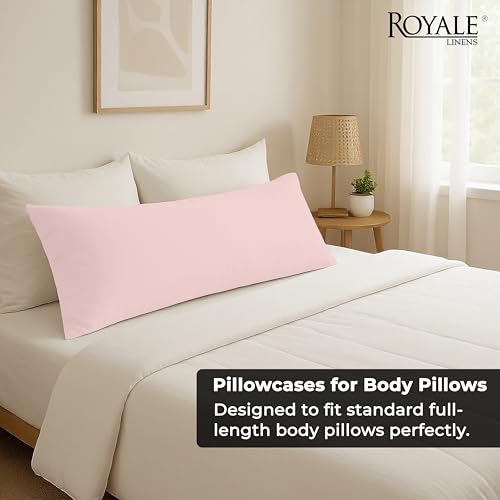 Image of ROYALE LINENS Body Pillow Cover - Double Brushed 1800 Microfiber - 20 inchx54 inch with Hidden Zipper Closure - Wrinkle & Fade Resistant - Super Soft Body Pillowcase 2 Pack (Pink, Pack of 2)