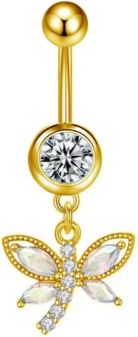 14G Dragonfly Dangle Belly Button Rings for Women Stainless Steel CZ Paved Dragonfly Small Animal Dangling Belly Rings Belly Navel Barbell Dainty Body Piercing Jewelry 14G Dragonfly Dangle Belly Button Rings for Women Stainless Steel CZ Paved Dragonfly Small Animal Dangling Belly Rings Belly Navel Barbell Dainty Body Piercing Jewelry