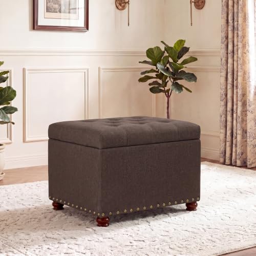 Image of Joveco 24 inch Ottoman with Storage,Fabric Tufted Storage Ottoman with Legs