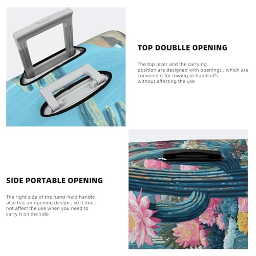 Cacti And Colorful Flowers Elastic Travel Luggage Covers Dustproof Scratch-Resistant Suitcase Protector Fit 22-24 Inch3