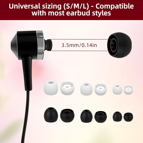 30 Pairs Silicone Ear Bud Tips for in-Ear Headphones, S/M/L Size Ear Cushion Covers, Soft Ear Bud Replacement Ear Gels for Earbuds (15 Black + 15 White, 5 Pairs per Size)
