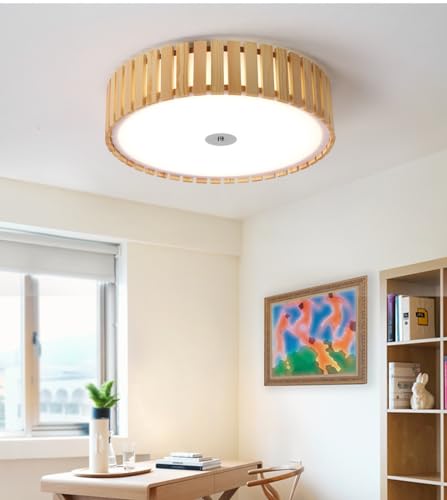 Plafonnier LED encastré en bois de 37 cm avec intensité variable pour cuisine moderne