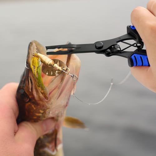 Image of mouhike Fishing Pliers Fish Lip Gripper Fishing Tool Kit for Men Women | Saltwater Multifunctional Fishing Line Cutter Hook Remover with Lanyard Sheath Fly Ice Pliers Fishing Gear Fishermen Gift