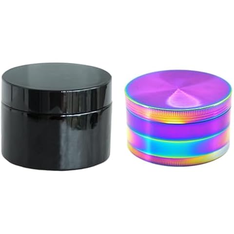 Matoolser Wide Mouth UV Glass Jar 250ml+Grinder Colorful Cover