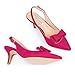 JOY IN LOVE Kitten Heels for Women Slingback Pumps Sandals Pointy Toe Pumps with Bow Fuchsia Suede 7 US