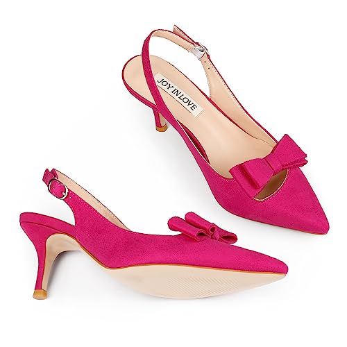 Image of JOY IN LOVE Slingback Kitten Heels for Women Closed Pointed Toe Pumps Dress Shoes