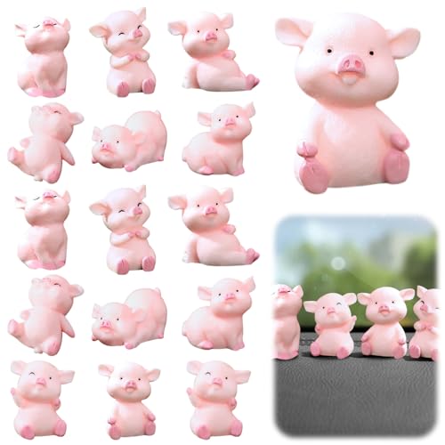 Leikurvo Lot de 16 figurines de cochon porte-bonheur - Mini cochon porte-bonheur - Mini cochon...
