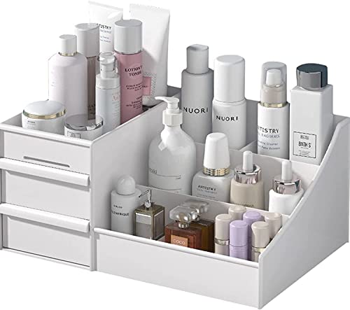 Image of mechdel Makeup Desk Organizer With Drawers, Bathroom Countertop Organizer for Cosmetics, Vanity Holder for Lipstick, Brushes, Lotions, Eyeshadow, Nail Polish and Jewelry (Makeup Desk Organizer -BIG)