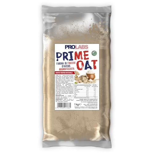 PROLABS - PRIME OAT - Farina di fiocchi d'avena aromatizzata in busta - Wafer-Nocciola - Ricche di fibra - Senza olio di palma – Vegan