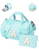 Vogewood Gift for Teenager, Girls Travel Duffle Bag, Kids Initial Overnight Bags with Shoe Compartment, Personalized Weekend Bag with Cosmetic Pouch, Fashion Stuff for Teen Girl (Letter A)