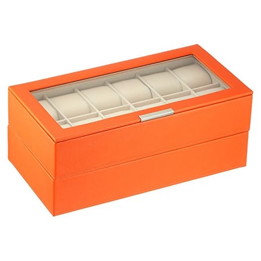 WOLF 319739 Stackable Set of 2 - 12 Piece Watch Trays, Orange