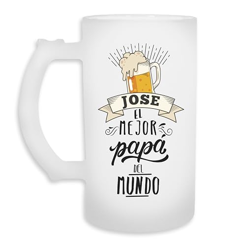 Genérico Jarra de Cerveza Personalizada con nombre, Diseño El Mejor Papa del Mundo, Diseño con Cerveza, regalo padre, abuelo, madre, amigo, san valentín.