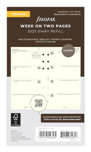 Filofax Personal 5 LANG COTTON CREAM WEEK ON 2 2025
