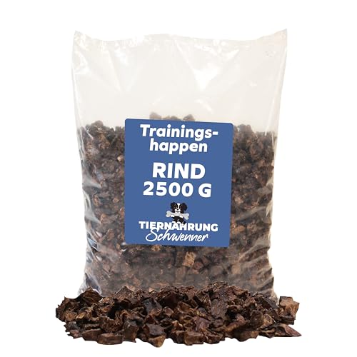 Tiernahrung Schwenner - Getrocknete Trainingshappen für Hunde I 2500g Rinderlunge I Leckerlibeutel für das Training von Hunden