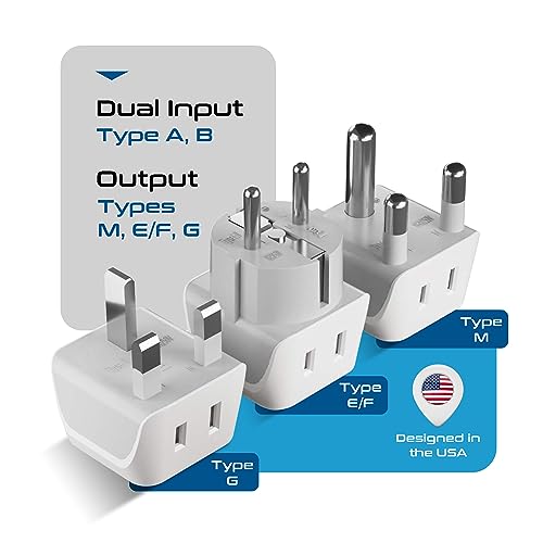 image for Ceptics African Travel Adapter Set 2 in 1 USA to Africa, S. Africa, Ni