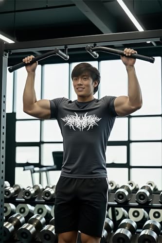 Image of Men Polyster Lycra Printed Half Sleeves Compression T-Shirt for Gym